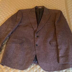 Joseph Abboud Heritage Mens Burgundy Wool Linen Blend Textured Comero Jacket.